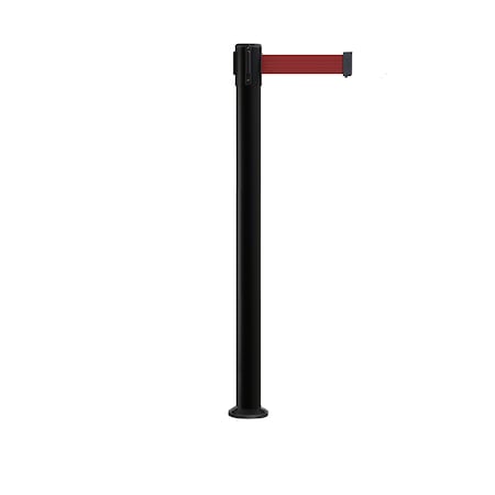 Montour Line Stanchion Belt Barrier Fixed Base Black Post 11ft.Maroon Belt P400F-BK-MN-110